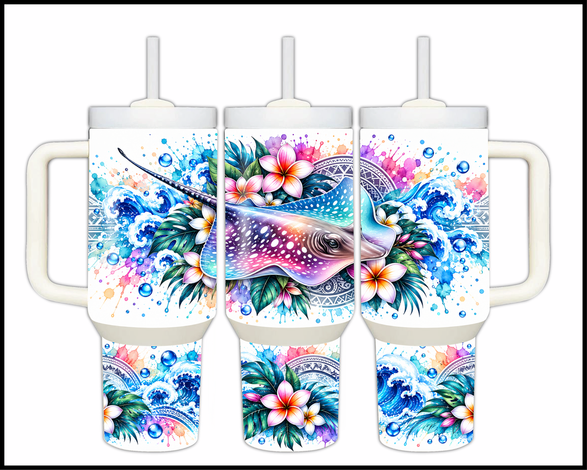 Floral Reef Rider Stainless Steel Big Guzzler Tumbler (2137)