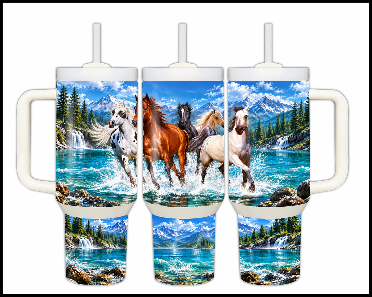 Galloping Glaciers & Wild Manes Stainless Steel Big Guzzler Tumbler (2176)