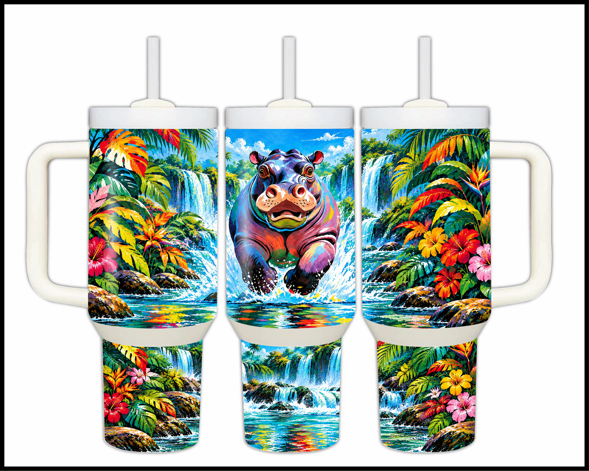 Happy Hippo Splashes Stainless Steel Big Guzzler Tumbler (2180)
