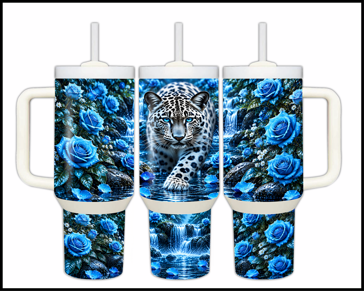 Sapphire Leopard Dreams Stainless Steel Big Guzzler Tumbler (2182)
