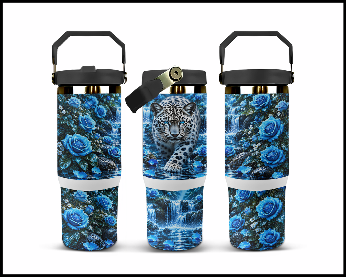 Sapphire Leopard Dreams Stainless Steel Big Guzzler Tumbler (2182)