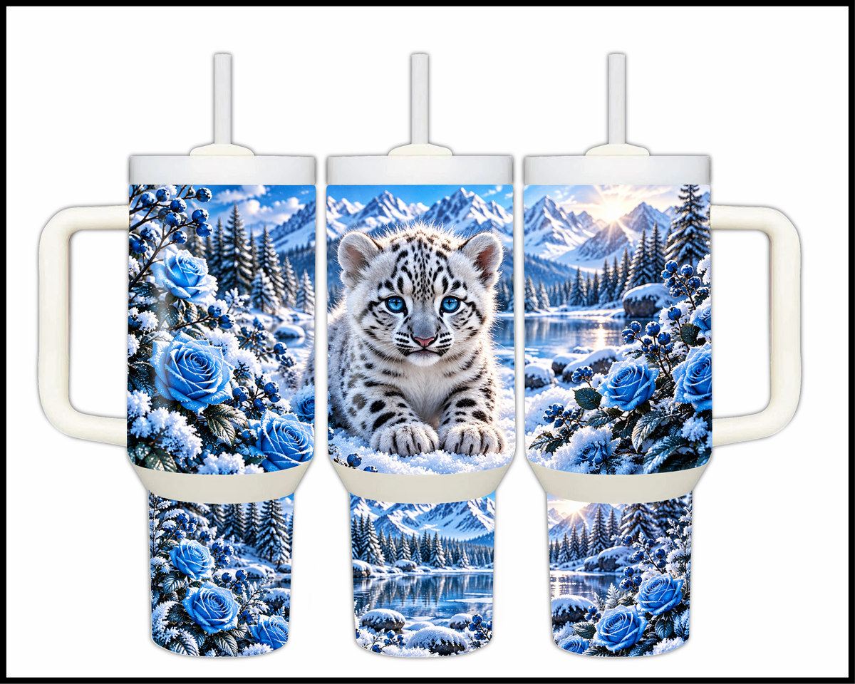 Blue-Eyed Winter Fluff Stainless Steel Big Guzzler Tumbler (2183)