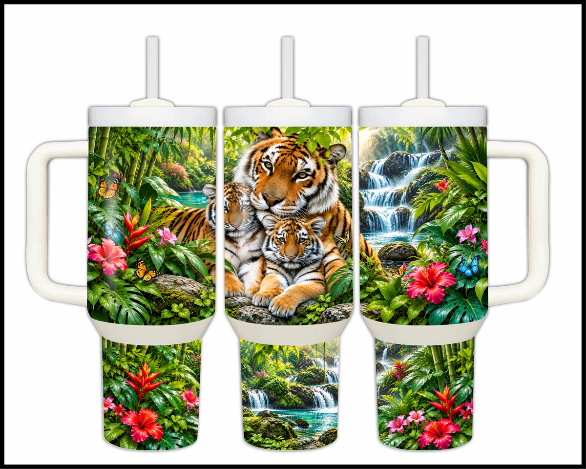Sunlit Jungle Orchid Haven Stainless Steel Big Guzzler Tumbler (2189)