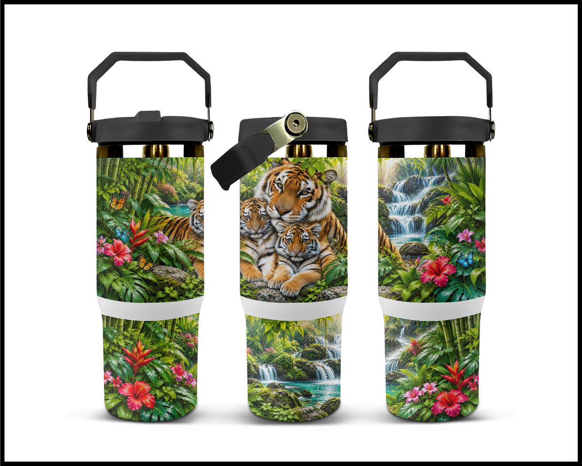 Sunlit Jungle Orchid Haven Stainless Steel Big Guzzler Tumbler (2189)