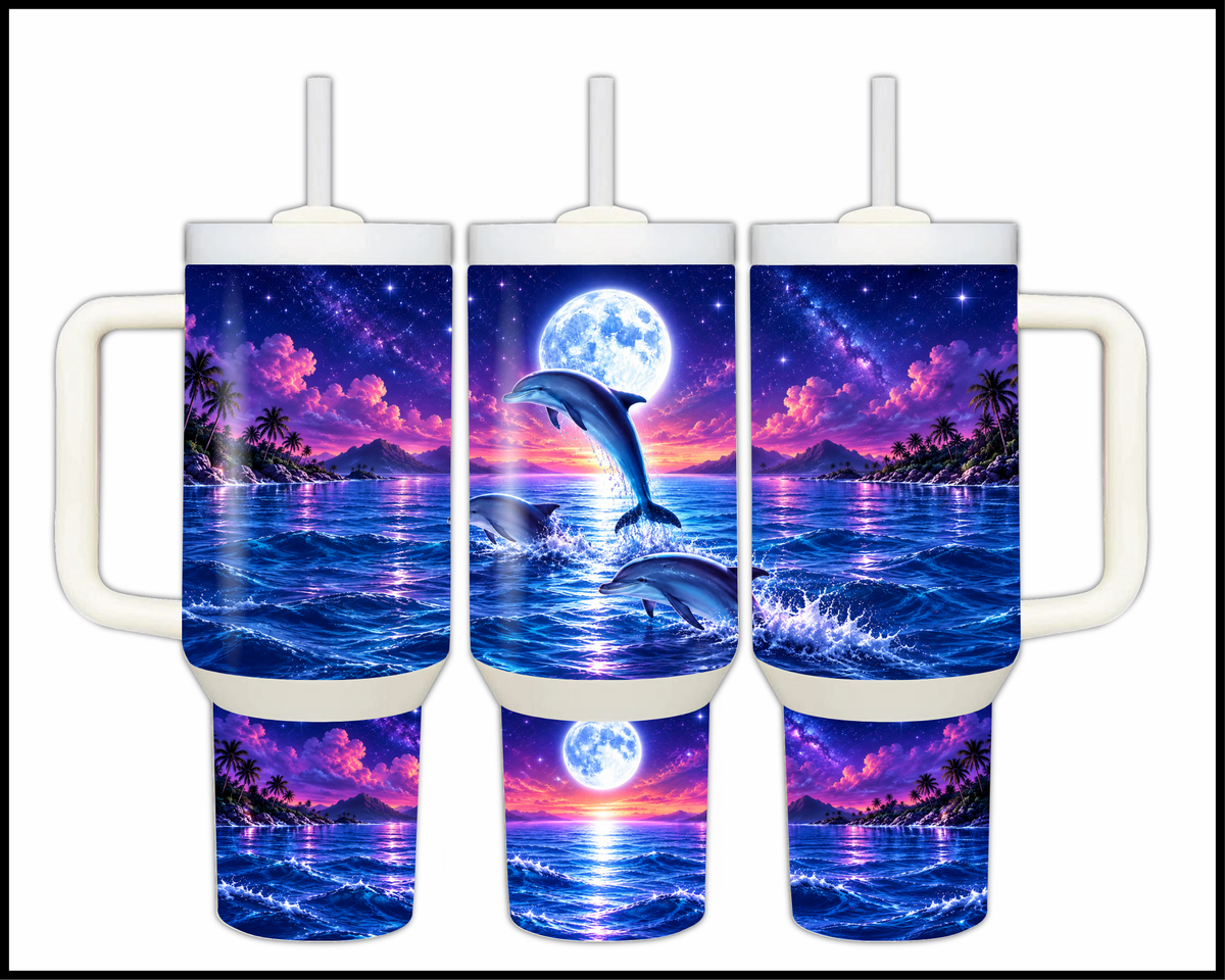 Leap of the Lunar Dolphin Stainless Steel Big Guzzler Tumbler (2201)