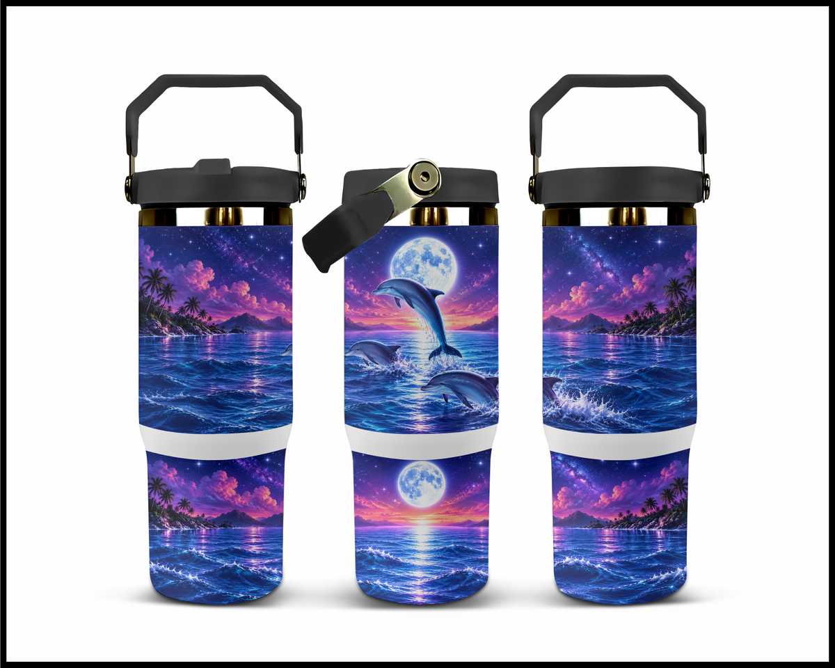 Leap of the Lunar Dolphin Stainless Steel Big Guzzler Tumbler (2201)