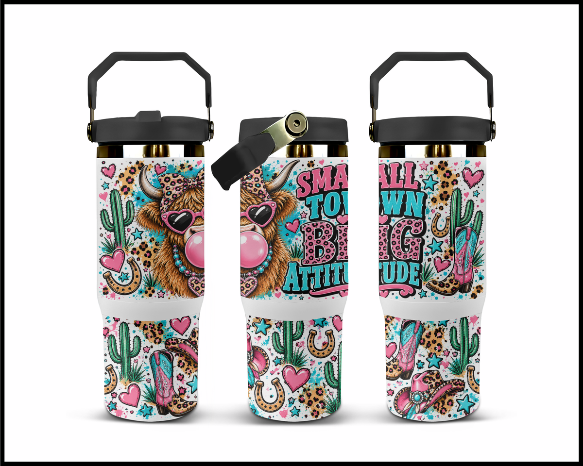 Small Town Big Attitude Stainless Steel Big Guzzler Tumbler (2220)