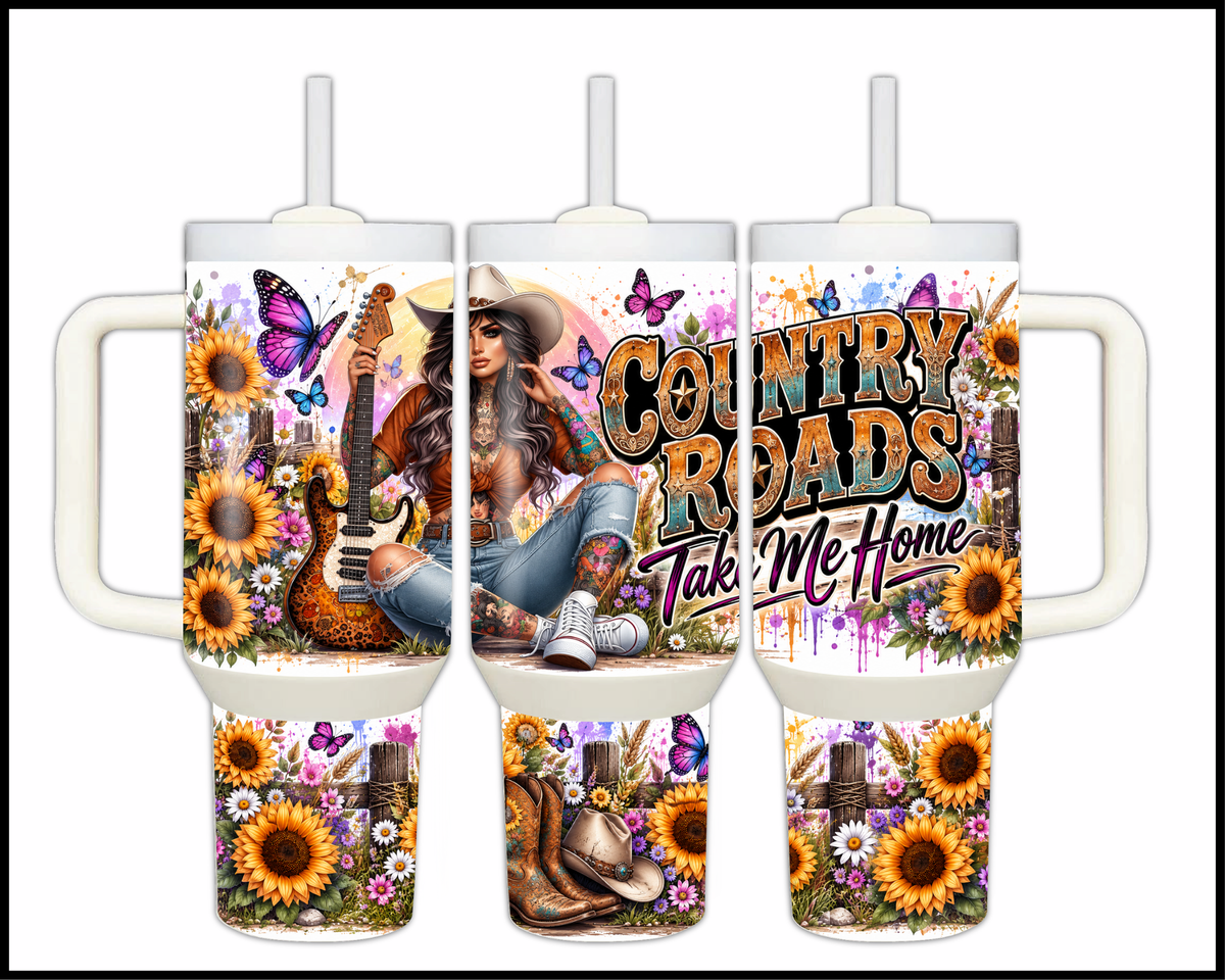 Country Roads Take Me Home Stainless Steel Big Guzzler Tumbler (2254)