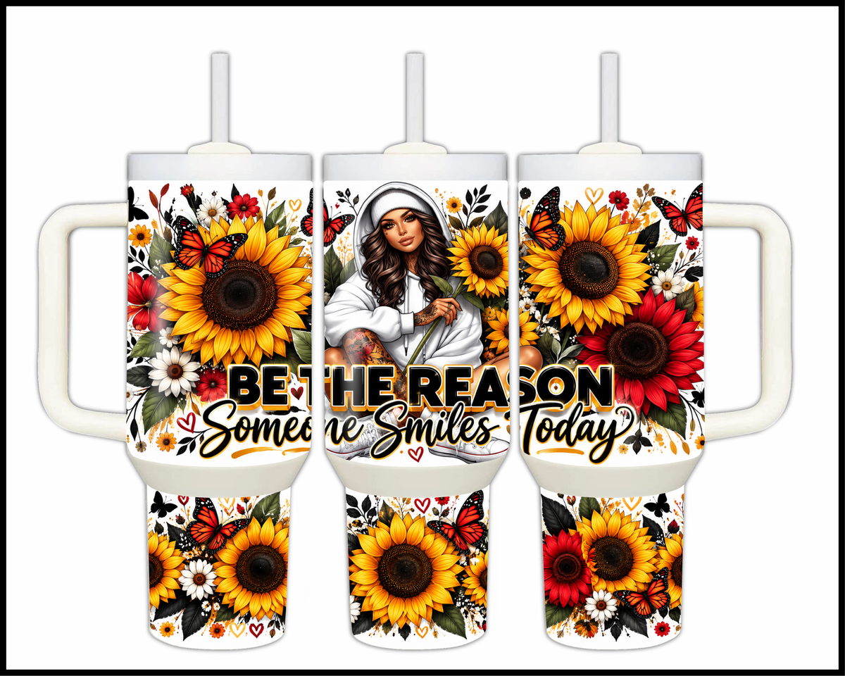 Be The Reason Someone Smiles Today Stainless Steel Big Guzzler Tumbler (2256)