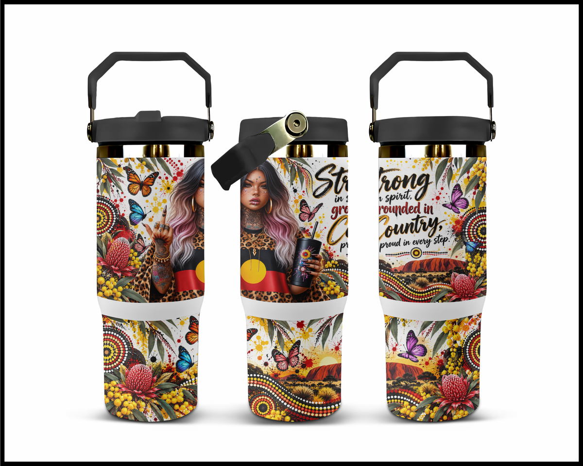 Strong In Spirit Grounded In Country Stainless Steel Big Guzzler Tumbler (2264)