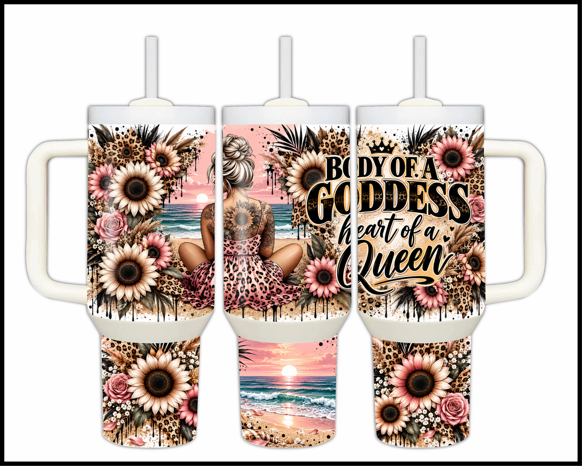 Body Of A Goddess, Heart Of A Queen Stainless Steel Big Guzzler Tumbler (2278)
