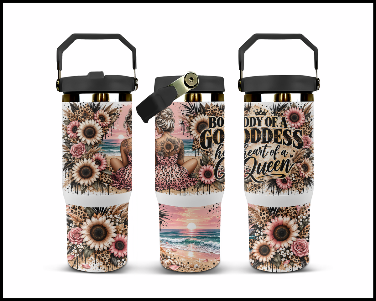 Body Of A Goddess, Heart Of A Queen Stainless Steel Big Guzzler Tumbler (2278)