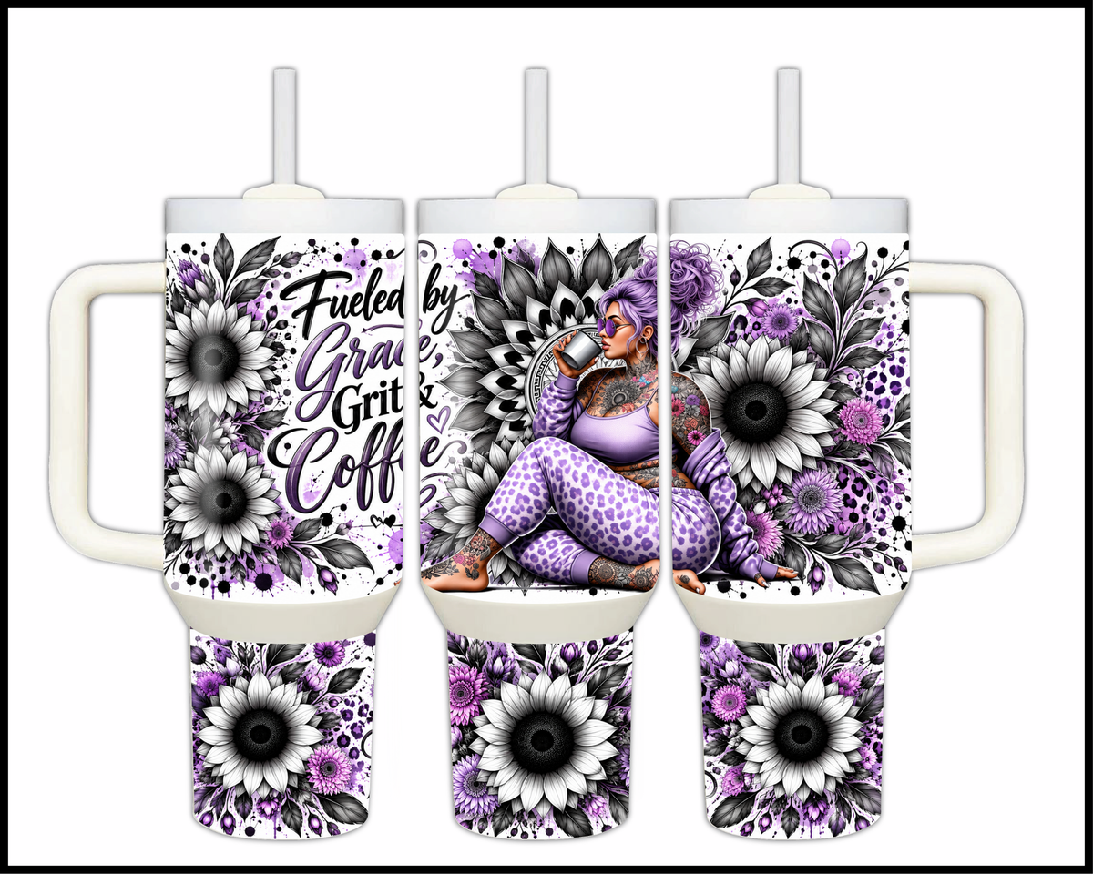 Fueled By Grace, Grit & Coffee Stainless Steel Big Guzzler Tumbler (2285)