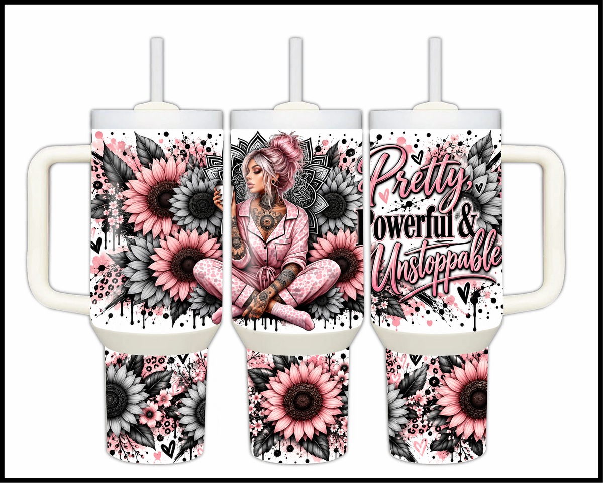 Pretty Powerful & Unstoppable Stainless Steel Big Guzzler Tumbler (2286)