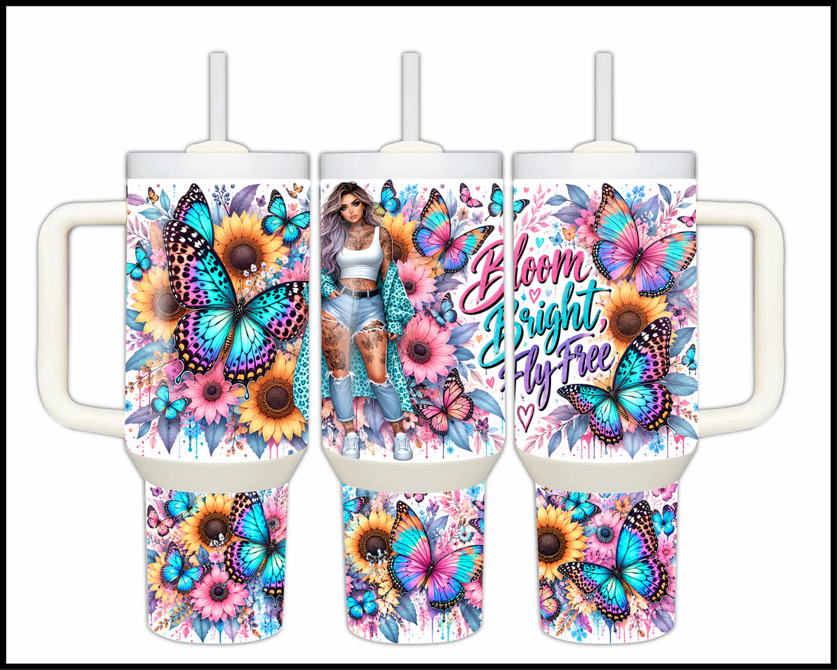 Bloom Bright Fly Free Stainless Steel Big Guzzler Tumbler (2287)
