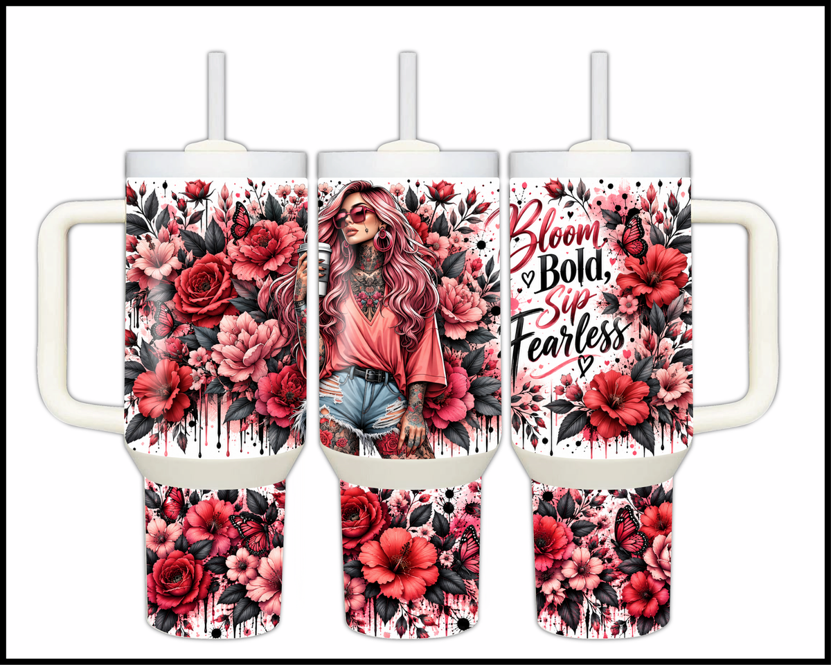 Bloom Bold, Sip Fearless Stainless Steel Big Guzzler Tumbler (2289)