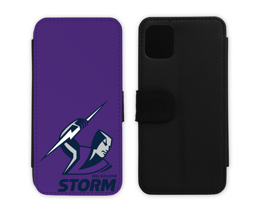 Melbourne Storm Leather Flip Phone Case (Many Models Available)