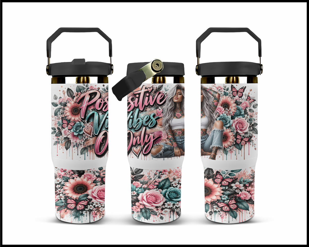 Positive Vibes Only Stainless Steel Big Guzzler Tumbler (2301)