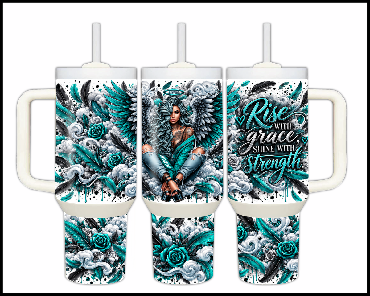 Rise With Grace Shine With Strength Stainless Steel Big Guzzler Tumbler (2305)