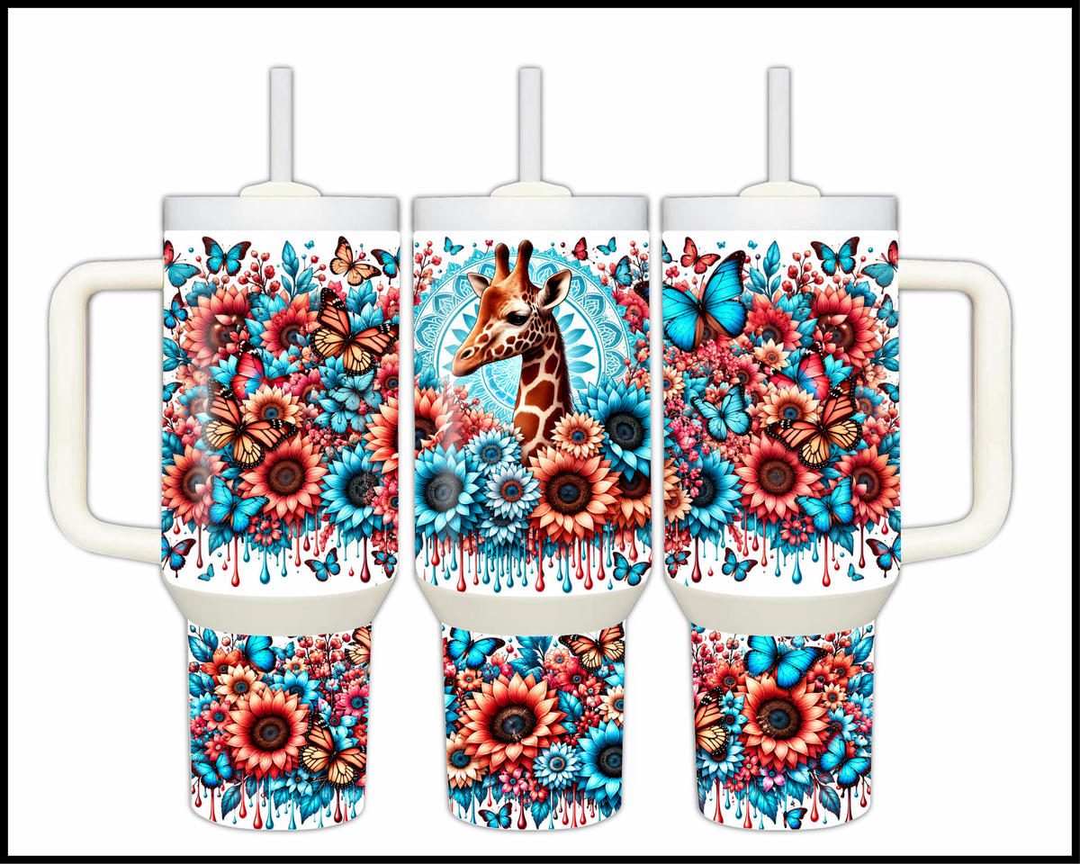 Boho Safari & Butterflies Stainless Steel Big Guzzler Tumbler (2308)