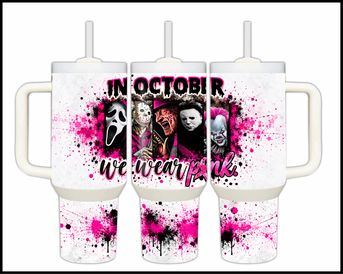In October We Wear Pink Stainless Steel Big Guzzler Tumbler (2355)