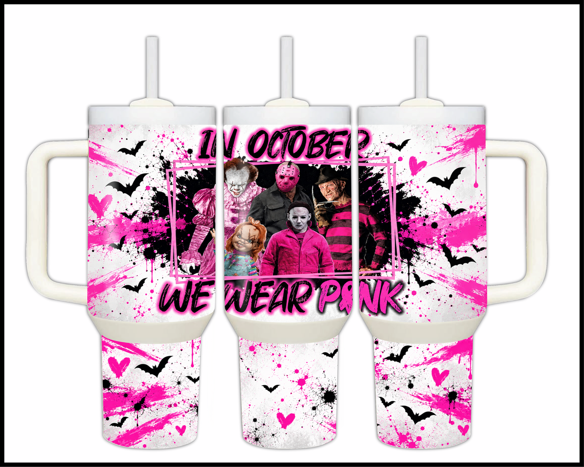 In October We Wear Pink Stainless Steel Big Guzzler Tumbler (2368)