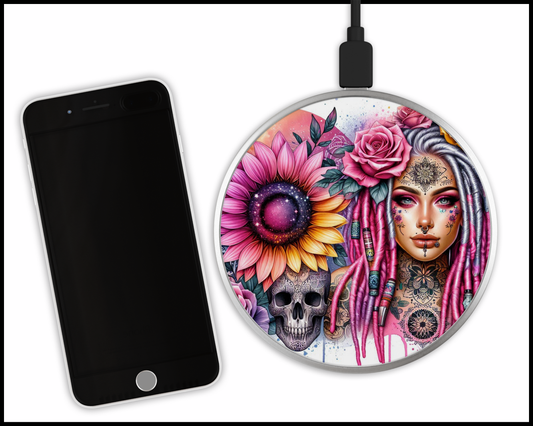 Stunning Mandala Floral Sublimated Wireless Phone Charger (423)