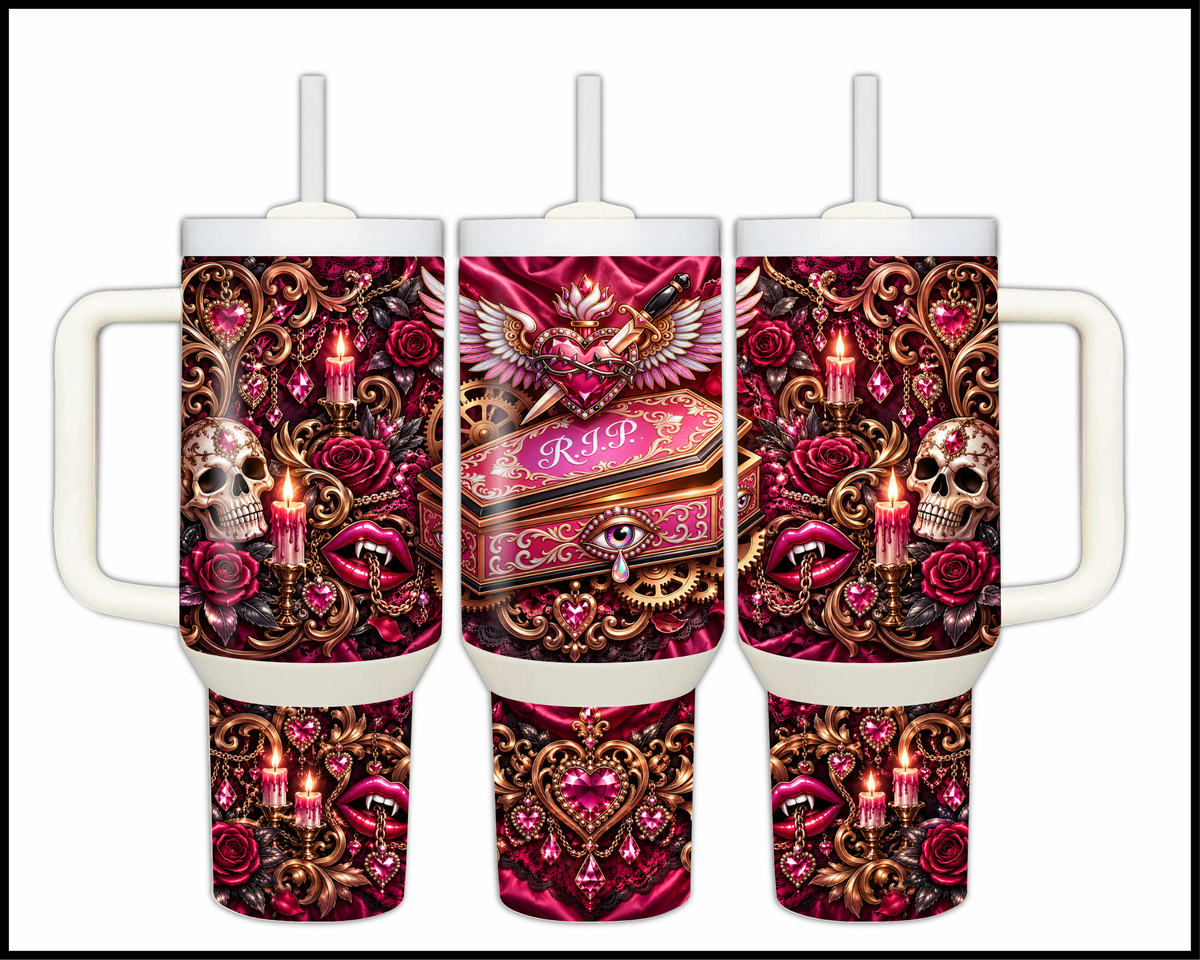 The R.I.P. Sacred Heart Social Stainless Steel Big Guzzler Tumbler (2417)