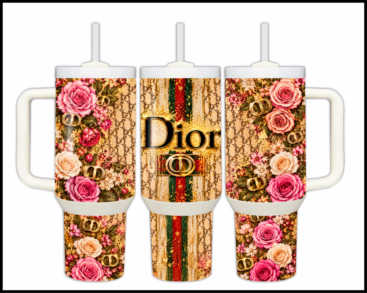 Vintage Rose Couture Stainless Steel Big Guzzler Tumbler (2453)