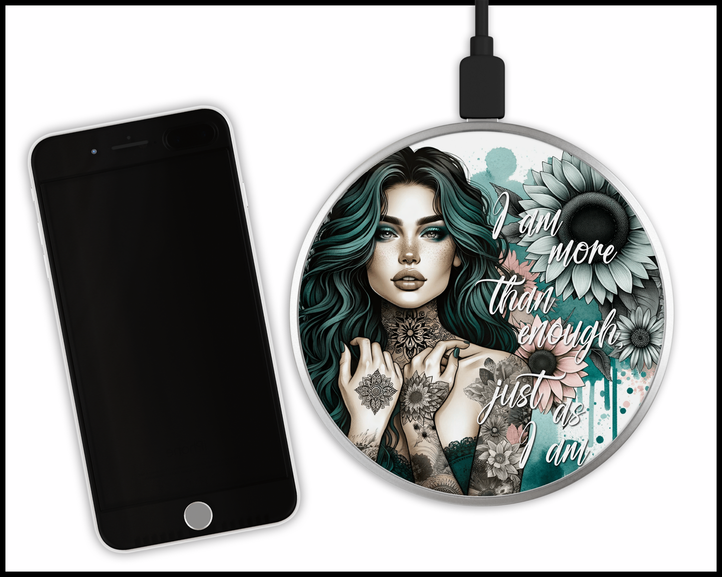 I Am More Than Enough Just As I Am Sublimated Wireless Phone Charger (424)