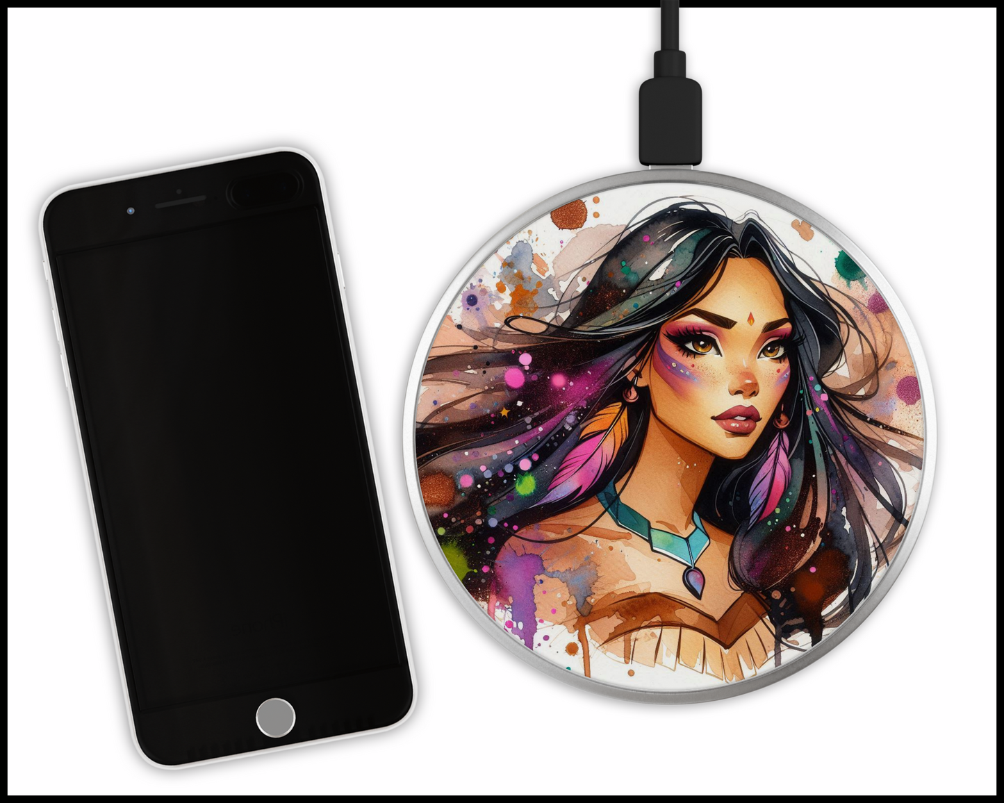 Pocahontas Sublimated Wireless Phone Charger (024)