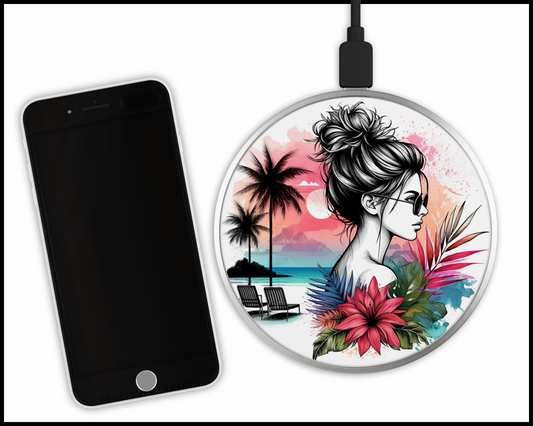 Tropic like it's hot Sublimated Wireless Phone Charger (277)