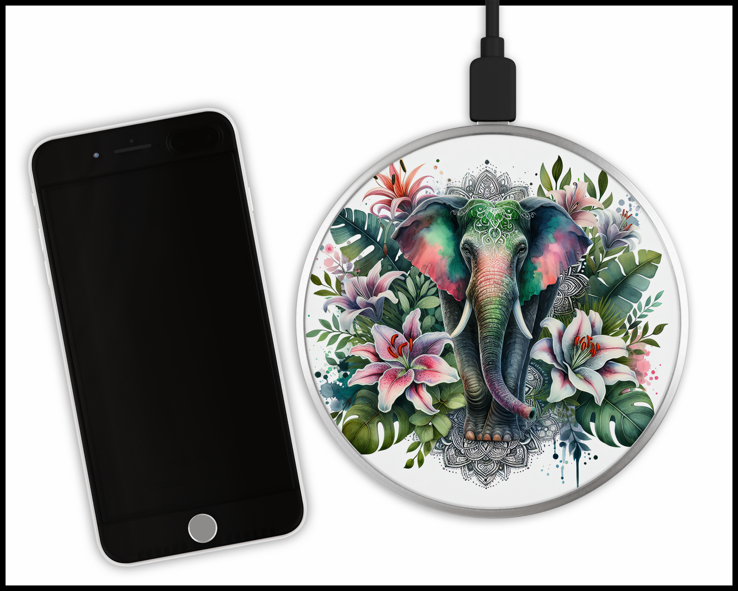 Tropical Elephant Sublimated Wireless Phone Charger (001)