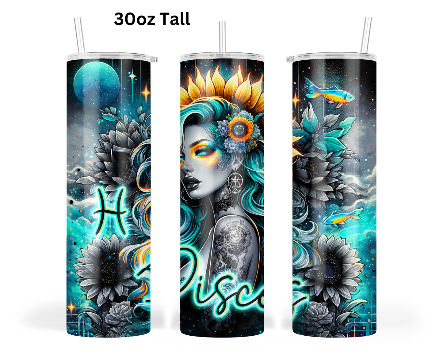 Neon Star Sign - Pisces Tumbler (010)