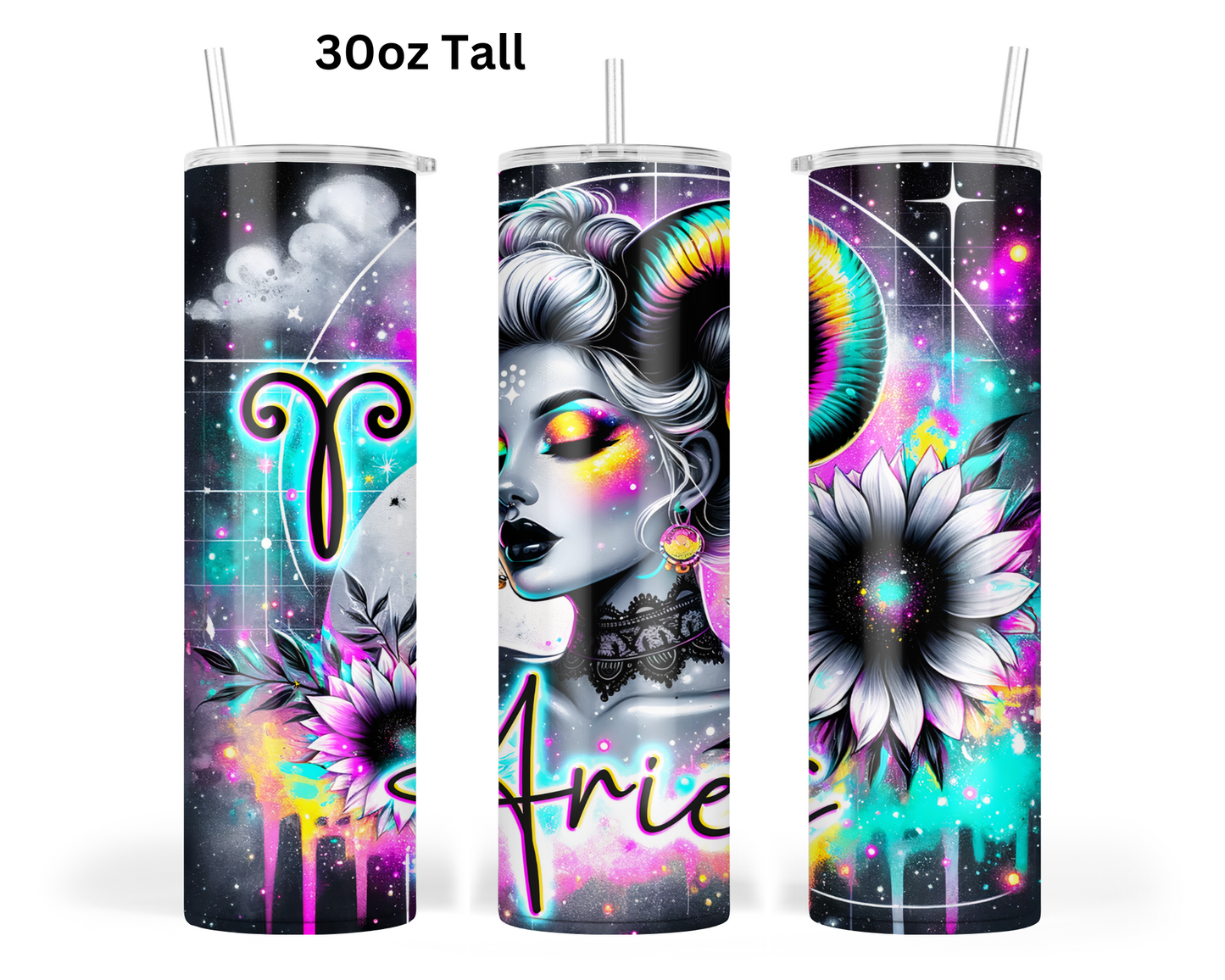 Neon Star Sign - Aries Tumbler (002)