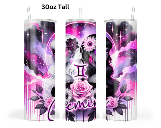 Neon Star Sign - Gemini Tumbler (006)