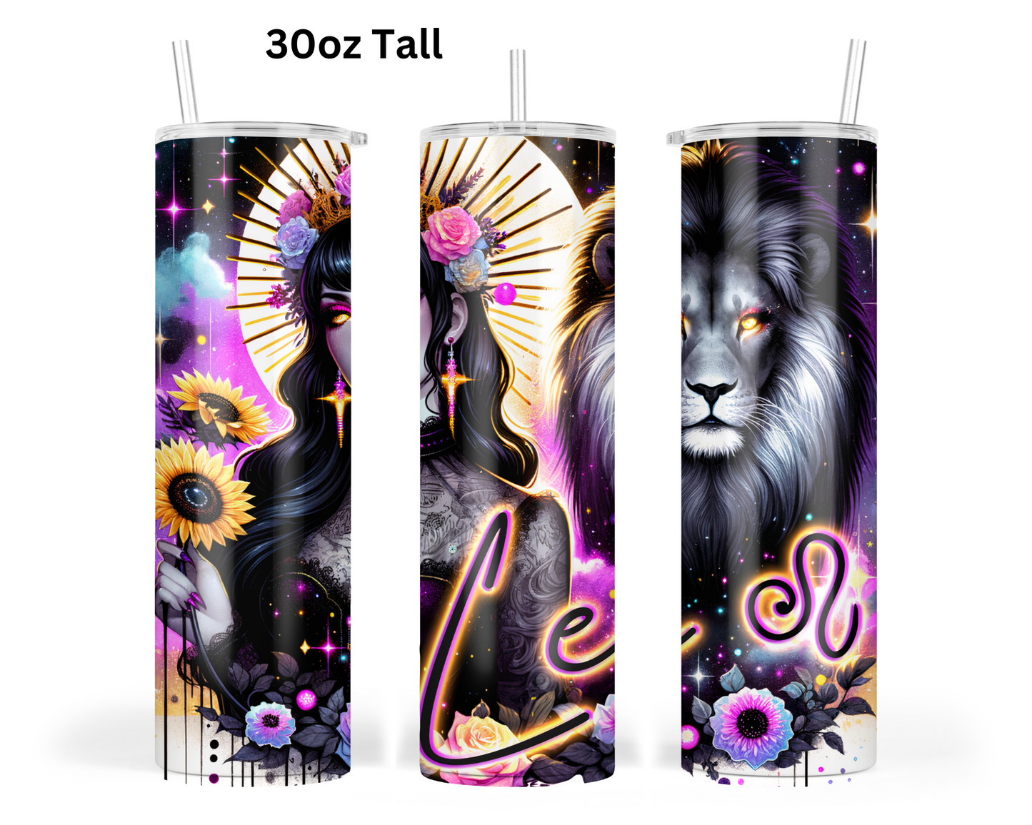 Neon Star Sign - Leo Tumbler (008)