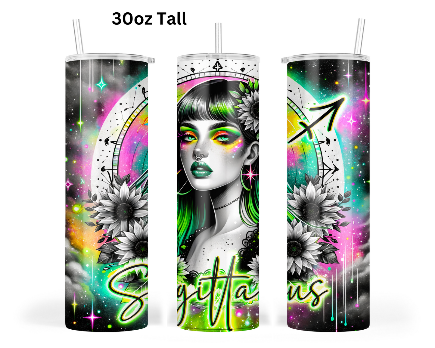 Neon Star Sign - Sagittarius Tumbler (011)