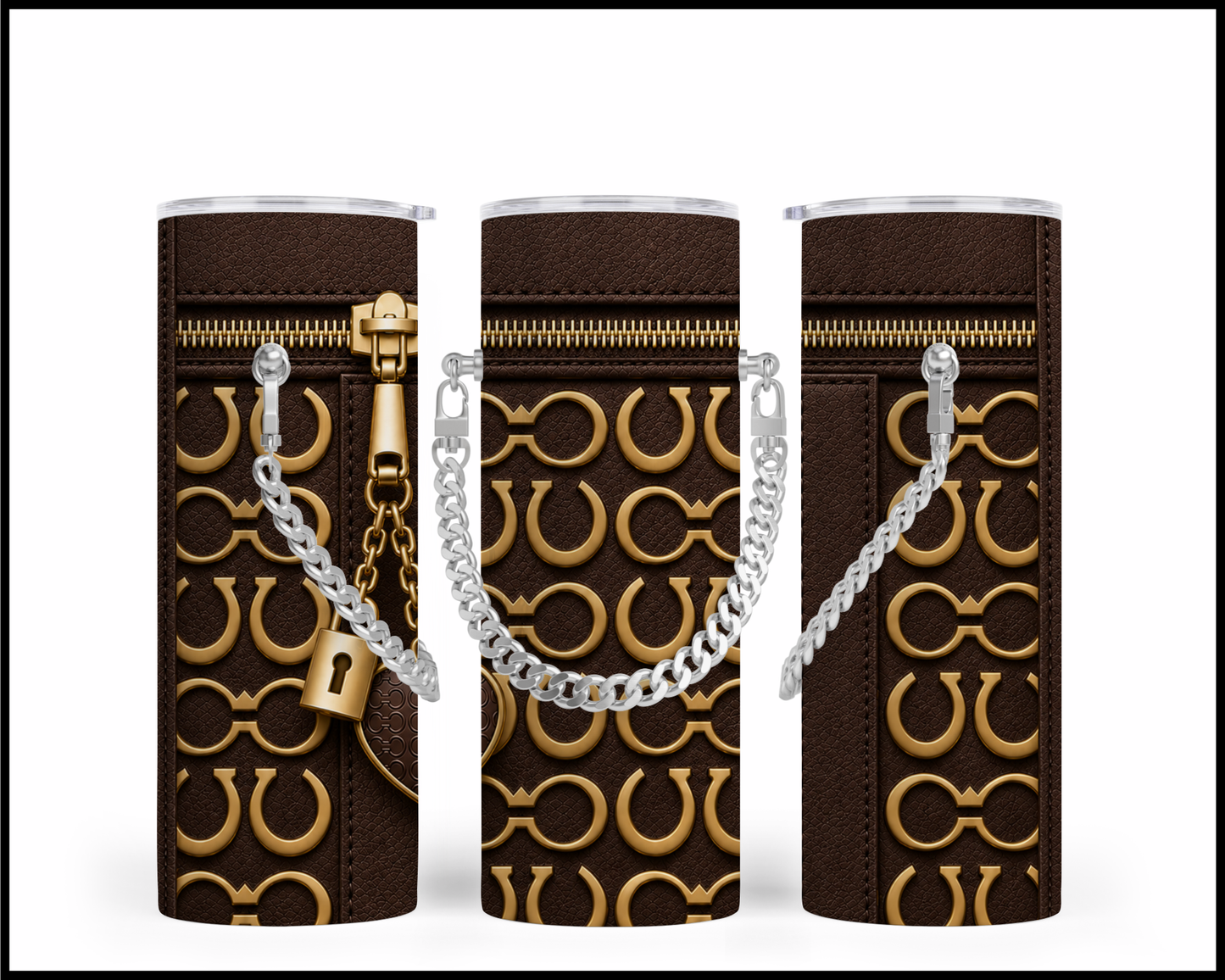 Designer Handbag Inspired Chain Tumbler (314)