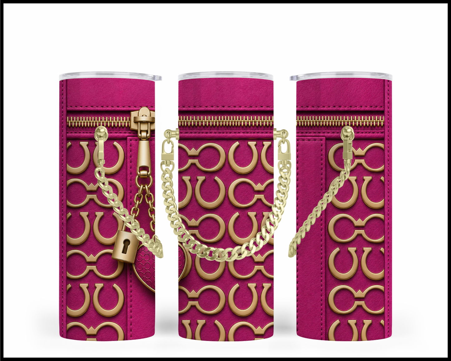 Designer Handbag Inspired Chain Tumbler (314)