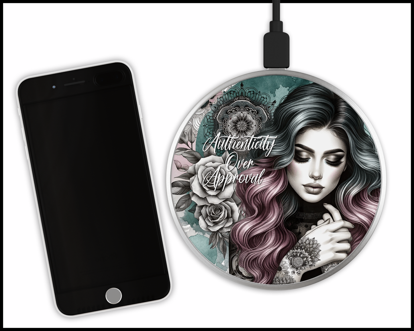 Authenticity Over Approval Sublimated Wireless Phone Charger (431)