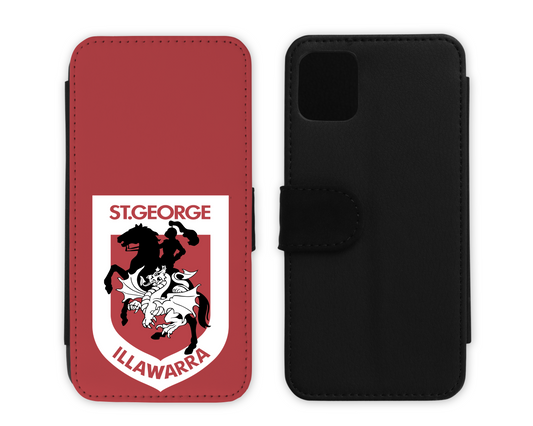 St George Illawarra Dragons Leather Flip Phone Case (Many Models Available)