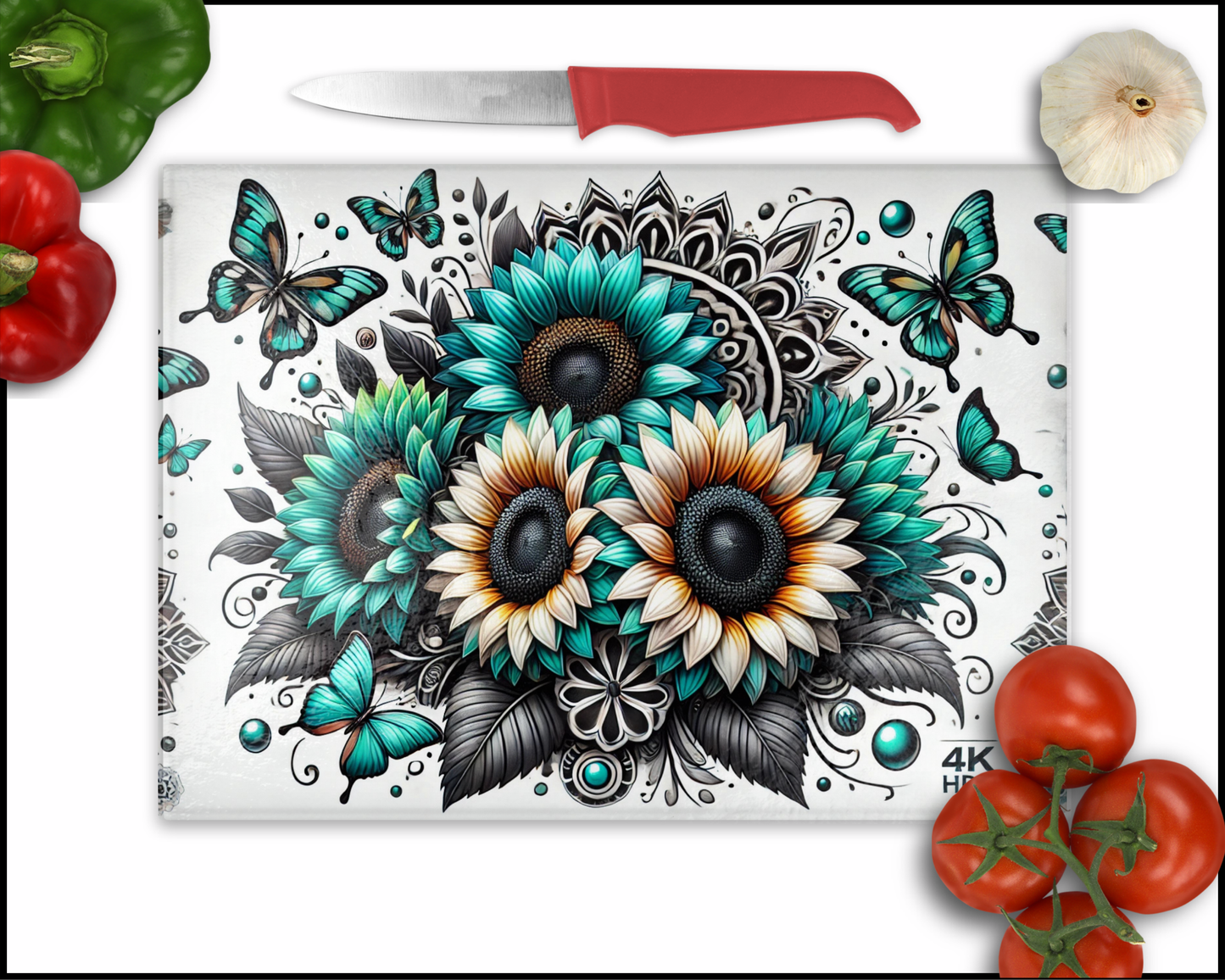 Floral Mandala Sublimated Cutting Board (091)