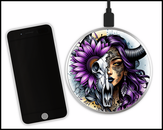 Mandala Women and Bull Skull Sublimated Wireless Phone Charger (133)