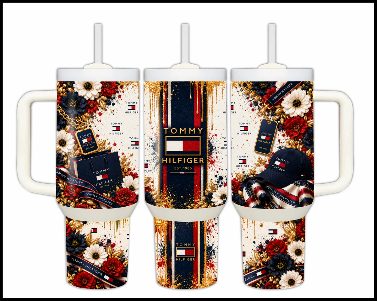 Shopaholic Red White and Boujee Stainless Steel Big Guzzler Tumbler (3464)