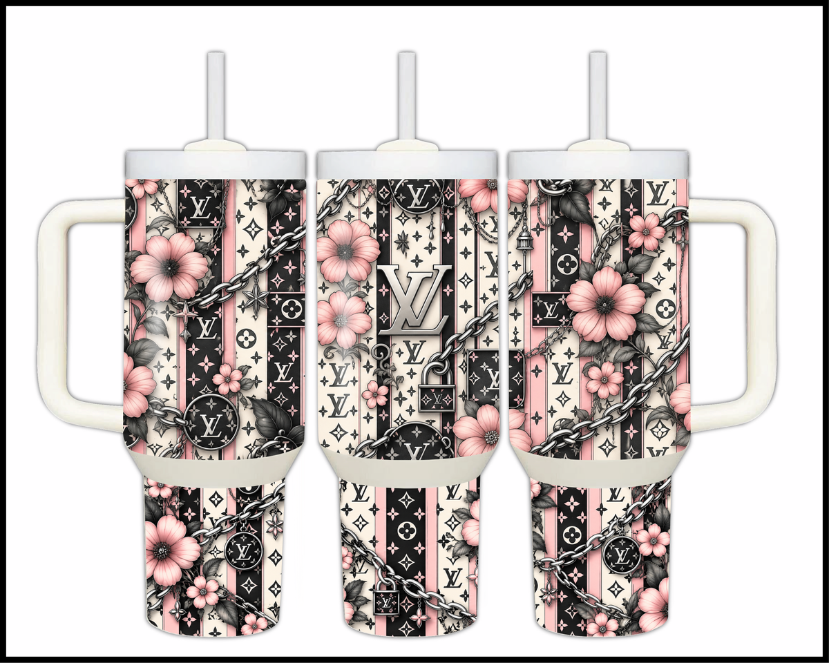 Botanical Patchwork Luxury Stainless Steel Big Guzzler Tumbler (3475)