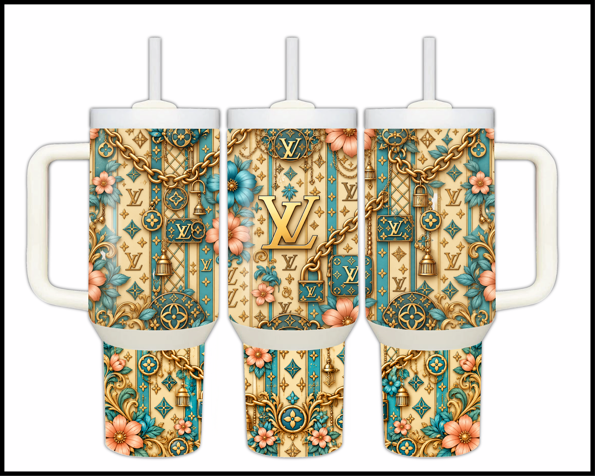 Botanical Patchwork Luxury Stainless Steel Big Guzzler Tumbler (3476)