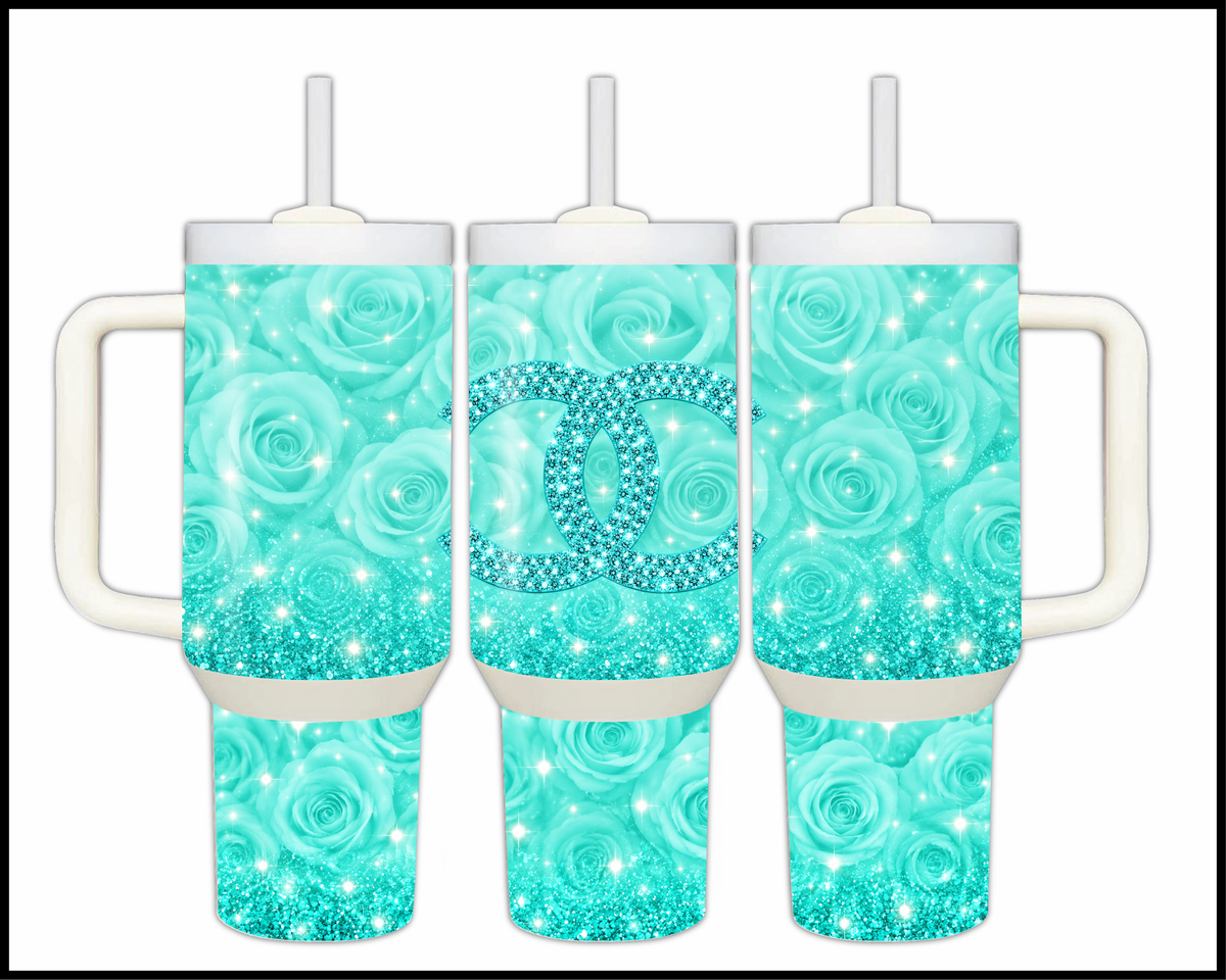 Aquamarine Rose Stainless Steel Big Guzzler Tumbler (3490)