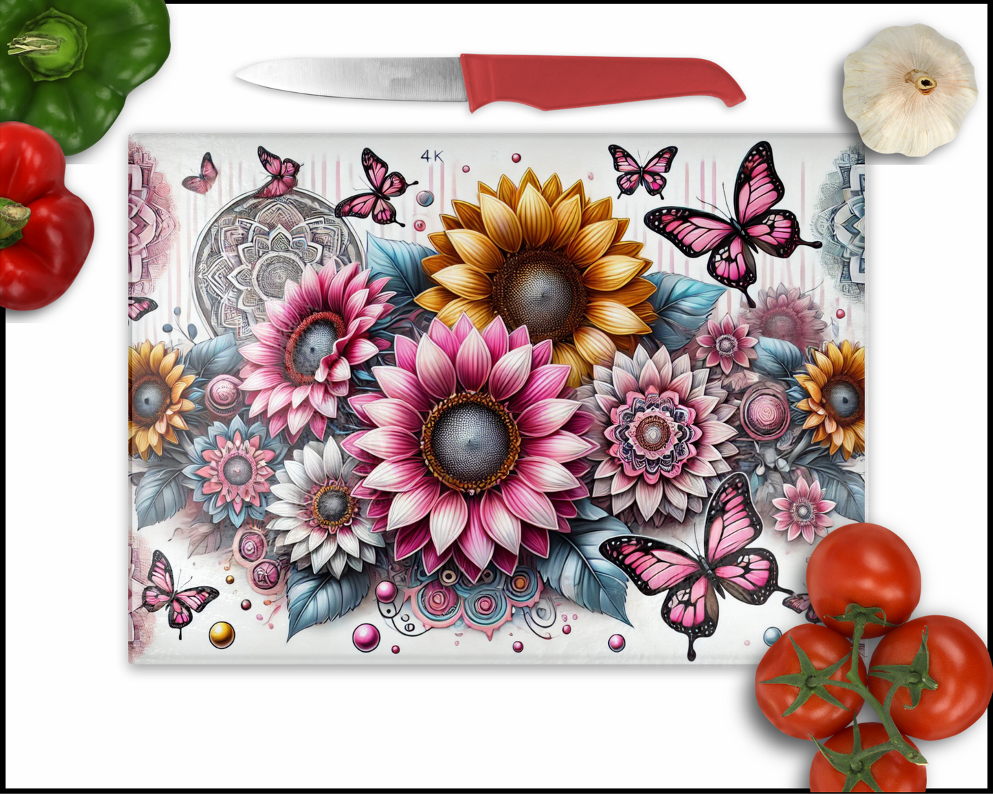 Floral Mandala Sublimated Cutting Board (094)