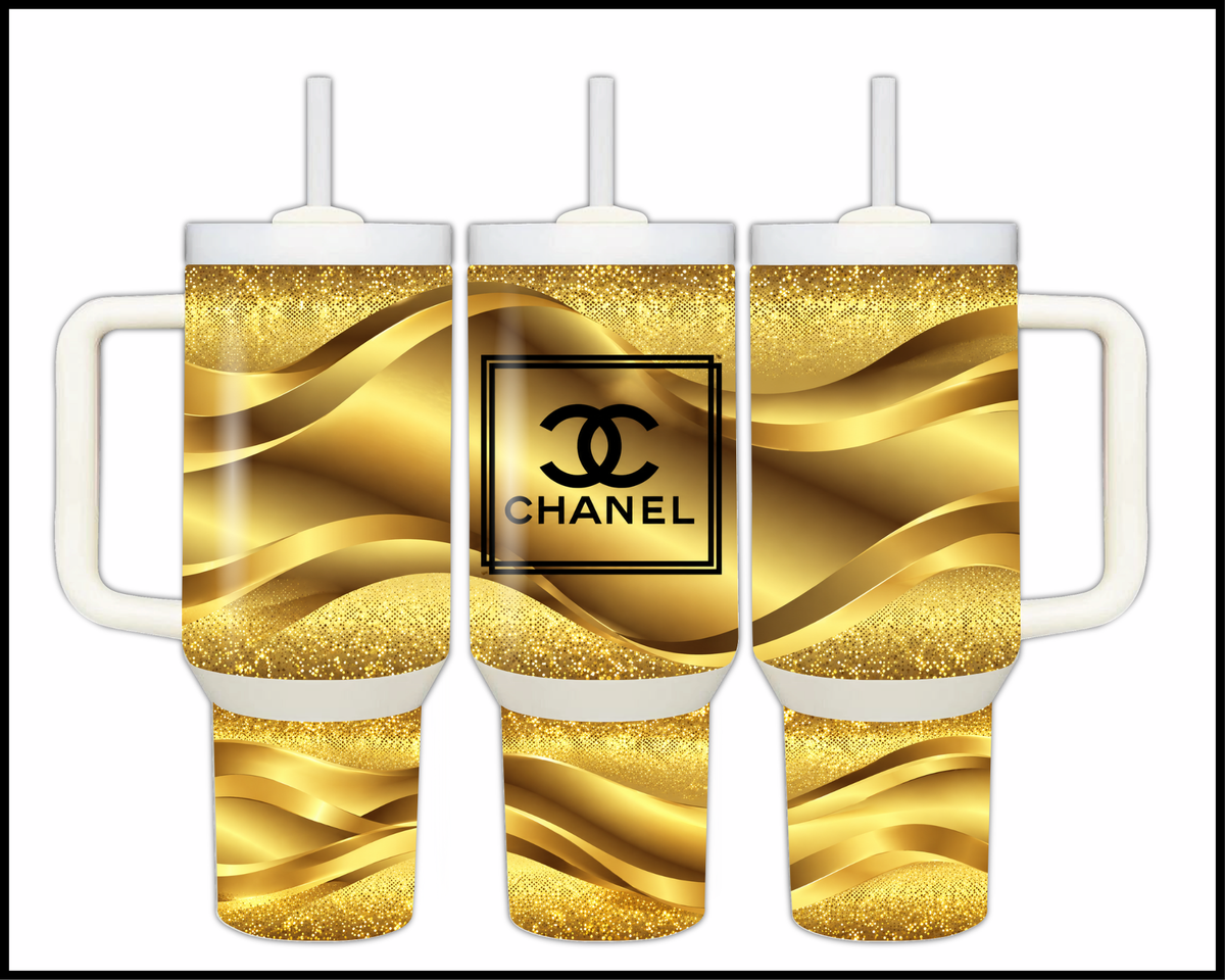 Champagne Ribbon Radiance Stainless Steel Big Guzzler Tumbler (3505)